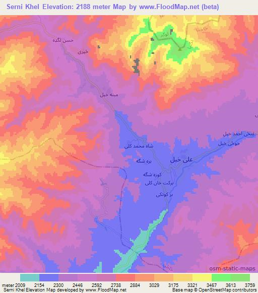 Serni Khel,Afghanistan Elevation Map