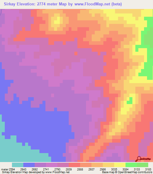 Sirkay,Afghanistan Elevation Map