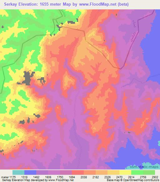 Serkay,Afghanistan Elevation Map