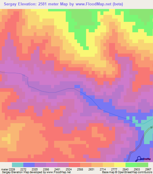 Sergay,Afghanistan Elevation Map