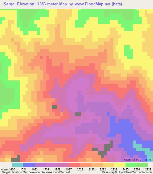 Sergal,Afghanistan Elevation Map