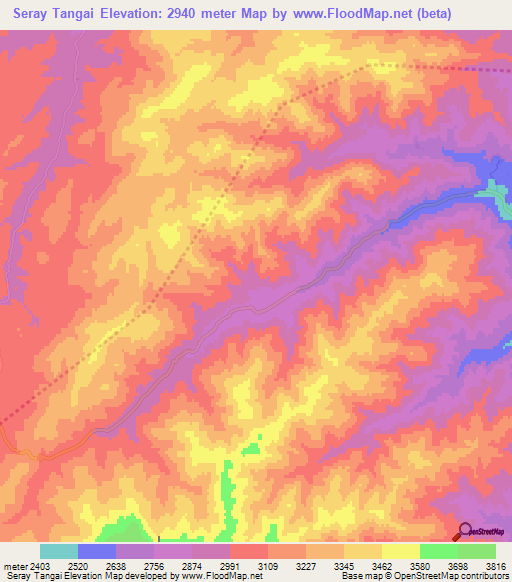 Seray Tangai,Afghanistan Elevation Map