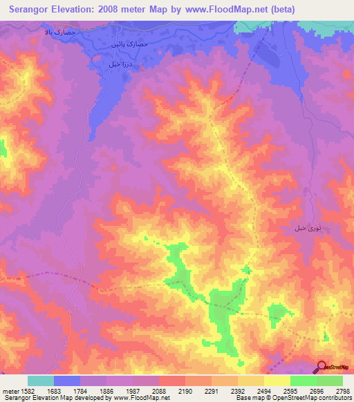 Serangor,Afghanistan Elevation Map
