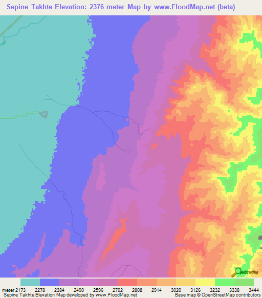 Sepine Takhte,Afghanistan Elevation Map