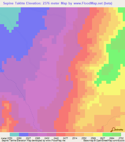Sepine Takhte,Afghanistan Elevation Map