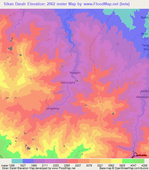 Sikan Darah,Afghanistan Elevation Map