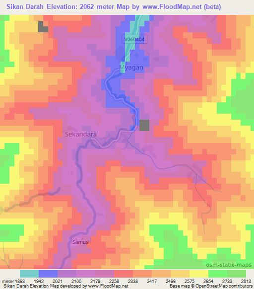 Sikan Darah,Afghanistan Elevation Map