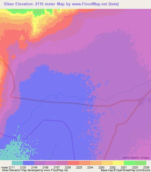 Sikan,Afghanistan Elevation Map