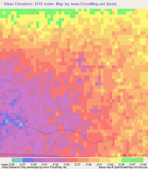 Sikan,Afghanistan Elevation Map