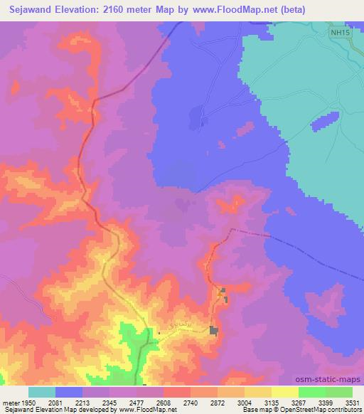 Sejawand,Afghanistan Elevation Map
