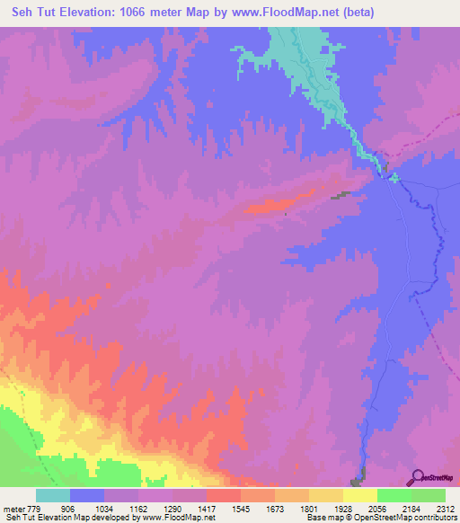Seh Tut,Afghanistan Elevation Map