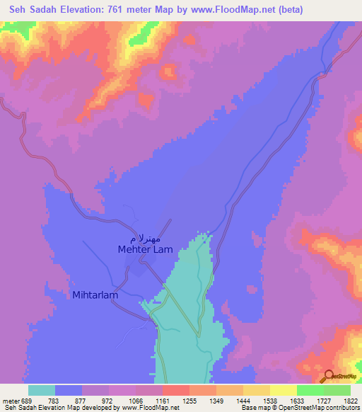 Seh Sadah,Afghanistan Elevation Map