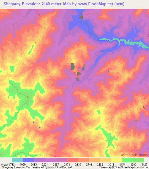 Shegaray,Afghanistan Elevation Map