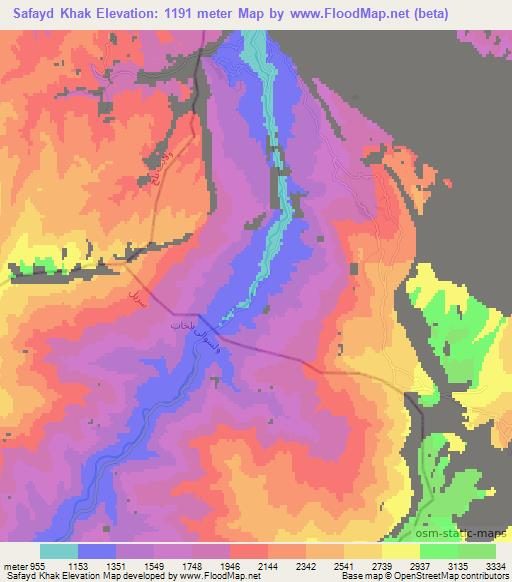 Safayd Khak,Afghanistan Elevation Map