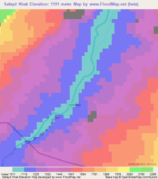 Safayd Khak,Afghanistan Elevation Map