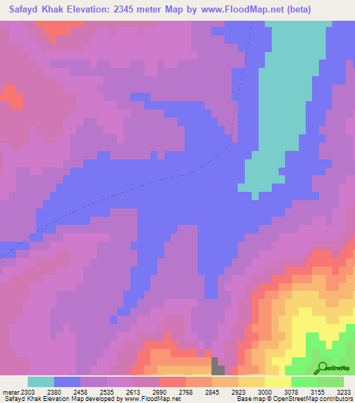 Safayd Khak,Afghanistan Elevation Map