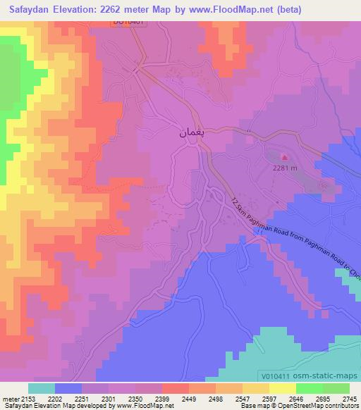 Safaydan,Afghanistan Elevation Map