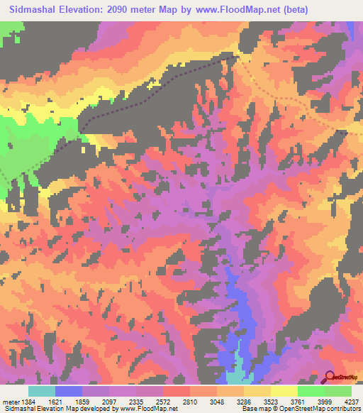 Sidmashal,Afghanistan Elevation Map