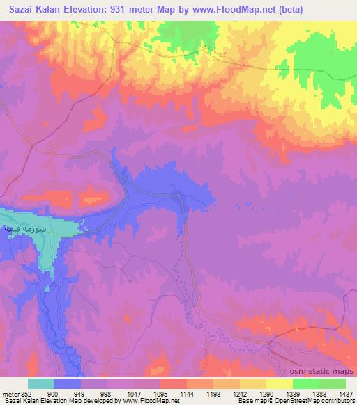 Sazai Kalan,Afghanistan Elevation Map