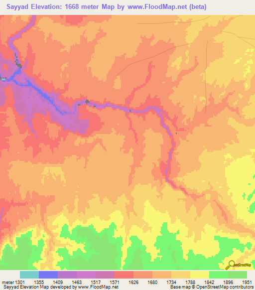 Sayyad,Afghanistan Elevation Map