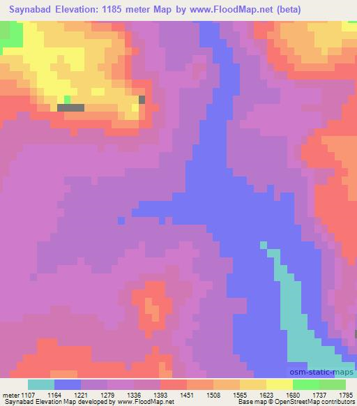 Saynabad,Afghanistan Elevation Map