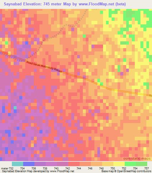 Saynabad,Afghanistan Elevation Map
