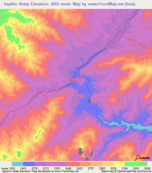 Saykho Kelay,Afghanistan Elevation Map