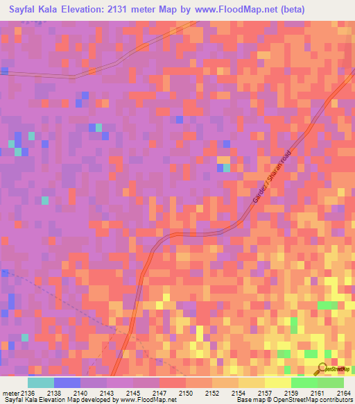 Sayfal Kala,Afghanistan Elevation Map