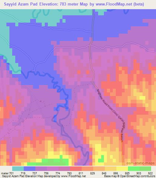 Sayyid Azam Pad,Afghanistan Elevation Map