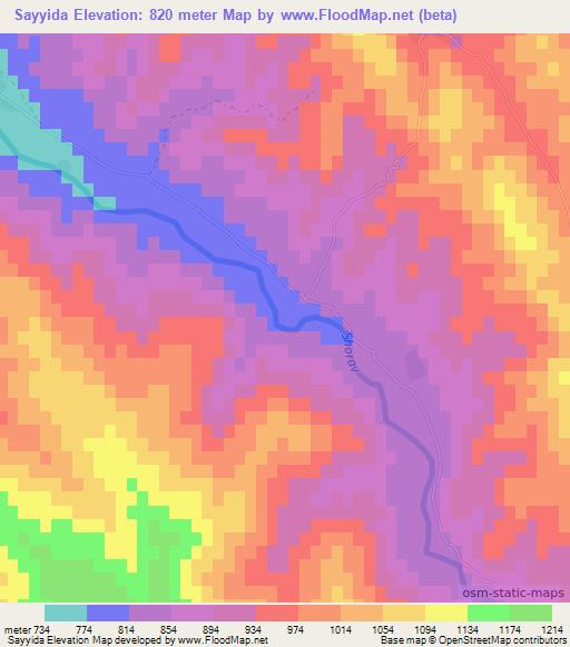 Sayyida,Afghanistan Elevation Map