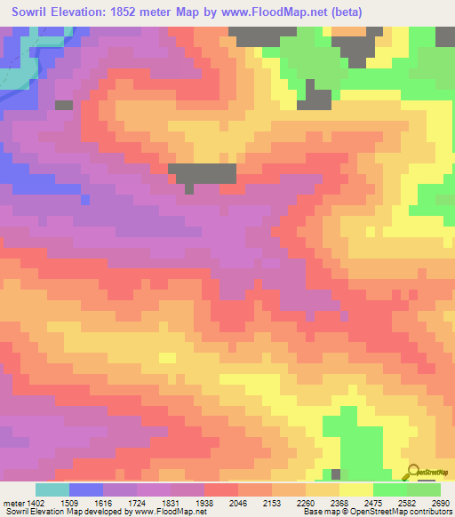 Sowril,Afghanistan Elevation Map