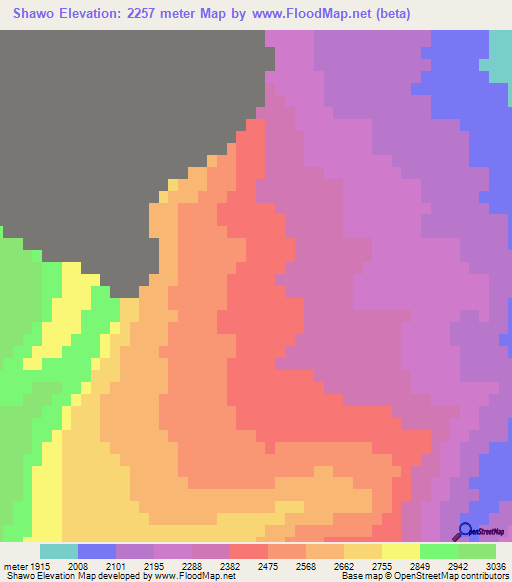 Shawo,Afghanistan Elevation Map