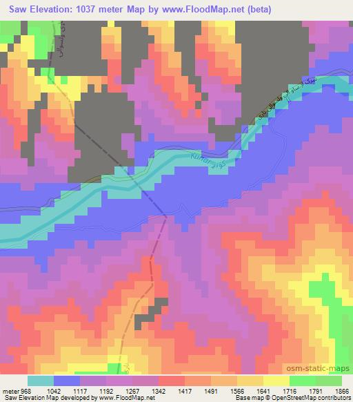 Saw,Afghanistan Elevation Map