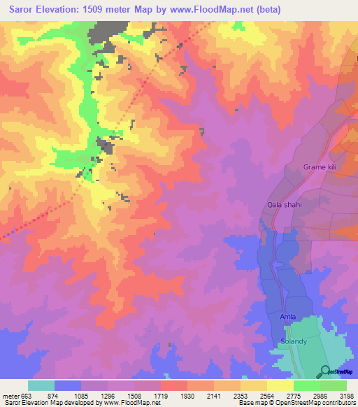 Saror,Afghanistan Elevation Map