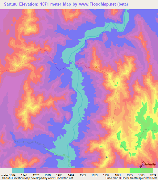Sartutu,Afghanistan Elevation Map