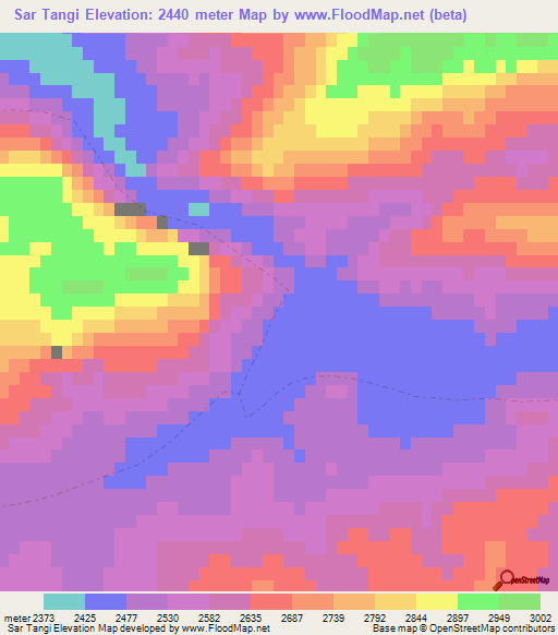 Sar Tangi,Afghanistan Elevation Map