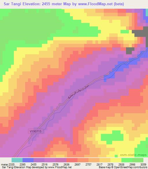Sar Tangi,Afghanistan Elevation Map