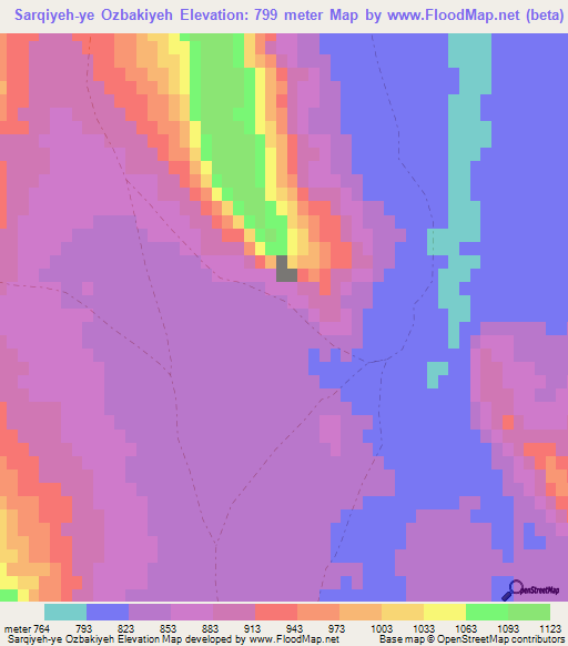 Sarqiyeh-ye Ozbakiyeh,Afghanistan Elevation Map
