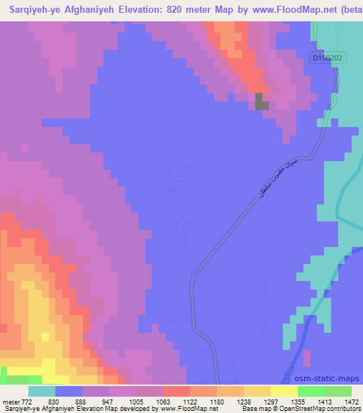 Sarqiyeh-ye Afghaniyeh,Afghanistan Elevation Map