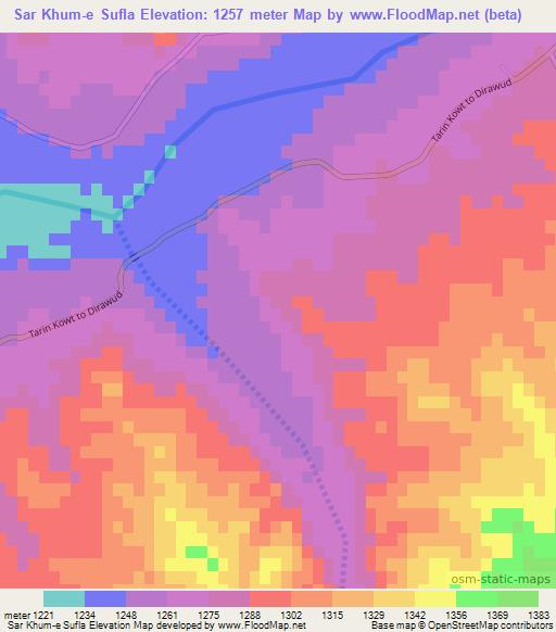 Sar Khum-e Sufla,Afghanistan Elevation Map