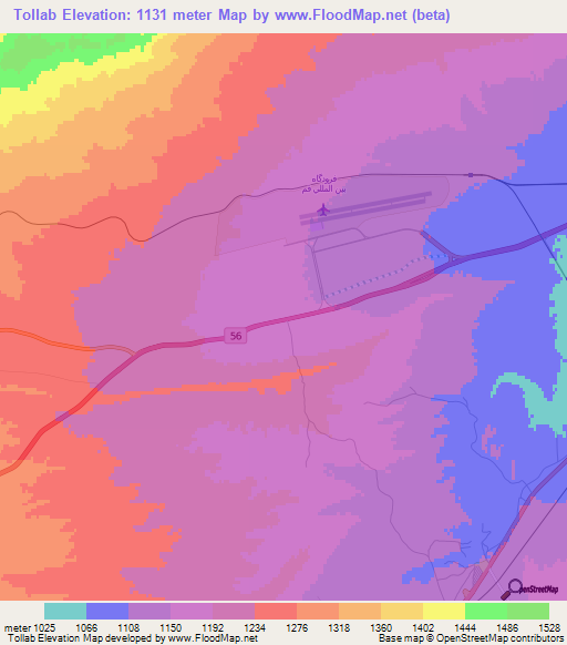 Tollab,Iran Elevation Map