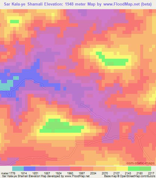 Sar Kala-ye Shamali,Afghanistan Elevation Map