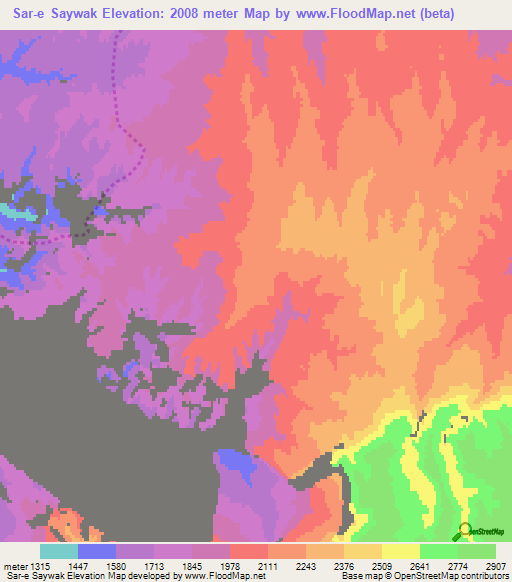 Sar-e Saywak,Afghanistan Elevation Map