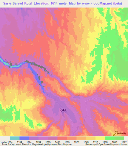 Sar-e Safayd Kotal,Afghanistan Elevation Map