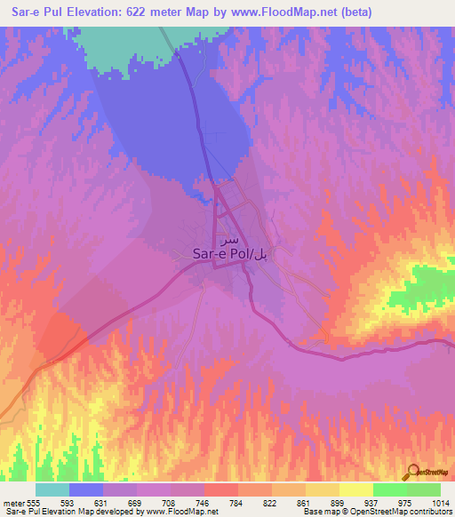 Sar-e Pul,Afghanistan Elevation Map
