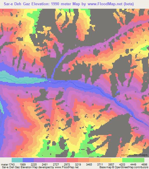 Sar-e Deh Gaz,Afghanistan Elevation Map