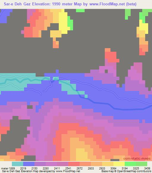 Sar-e Deh Gaz,Afghanistan Elevation Map
