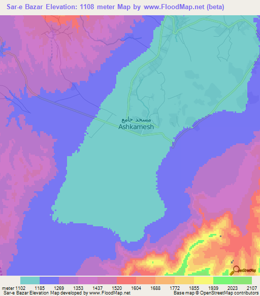 Sar-e Bazar,Afghanistan Elevation Map