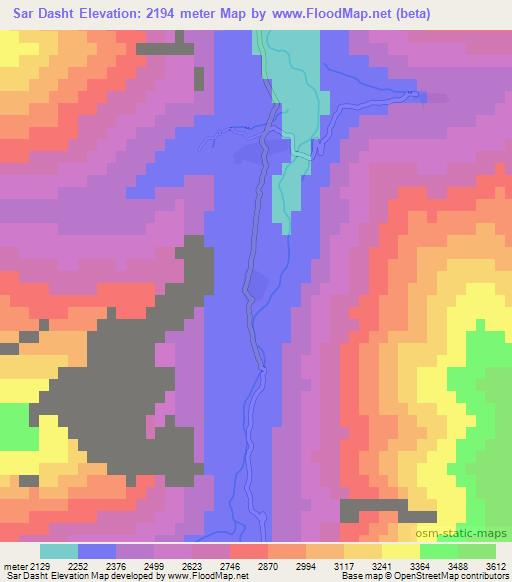 Sar Dasht,Afghanistan Elevation Map