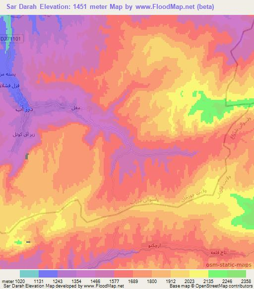 Sar Darah,Afghanistan Elevation Map